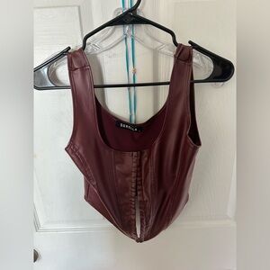 Sorella corset - faux leather aesthetic - burgundy